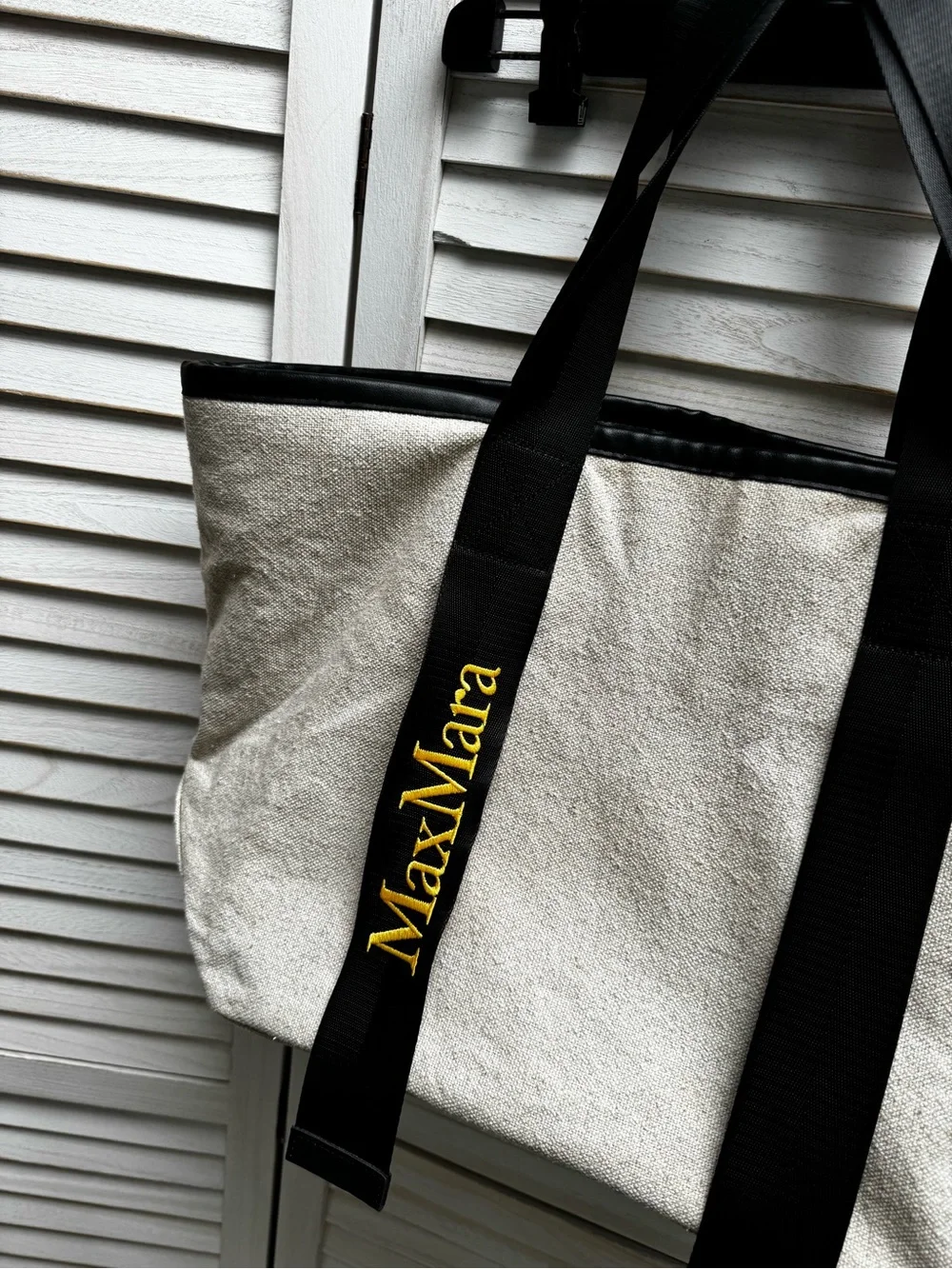 Max Mara Canvas Tote Bag Beige & Black – Large